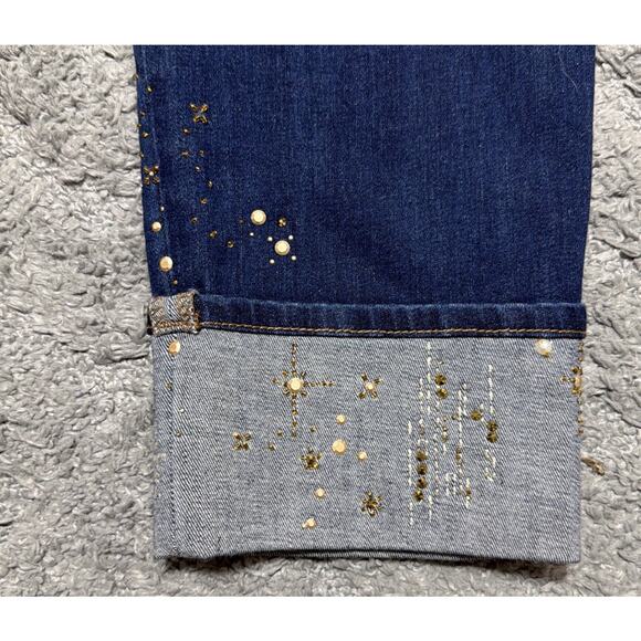 Chicos Celestial Cuff Embroidered Embellished Pull On Ankle Jeggings Sz 14R NWT - Picture 9 of 14